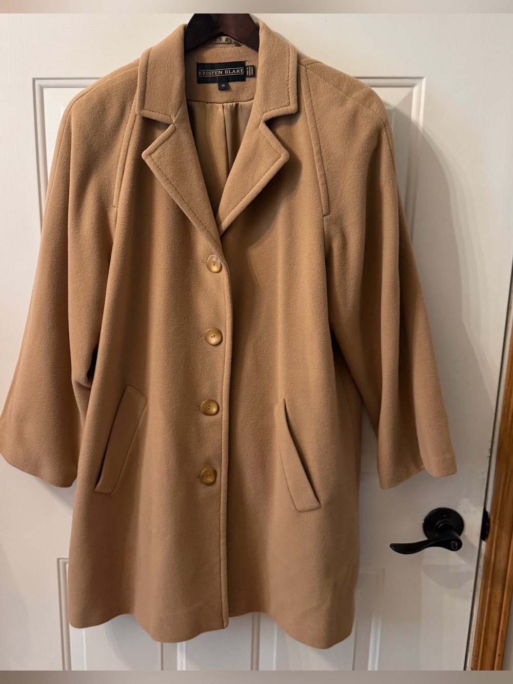 Kristen Blake Tan Wool-Blend Single-Breasted Pea Coat